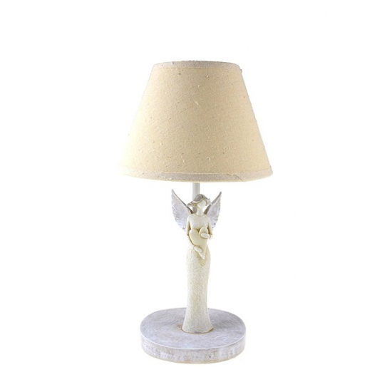 Lámpa poly/fém 19*34,5cm angyallal barna