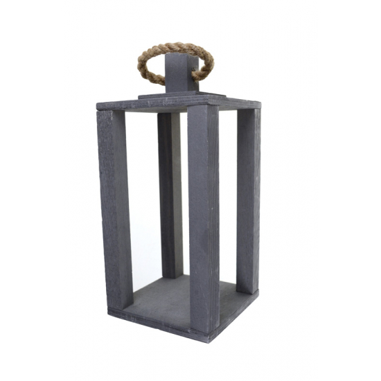 Lámpás fa 15*15*30cm kötél füllel szürke