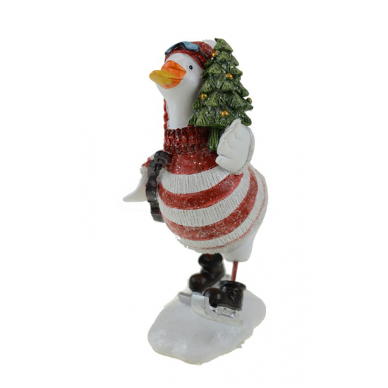 Figura lúd poly fenyőfával 8,5*16,5cm piros