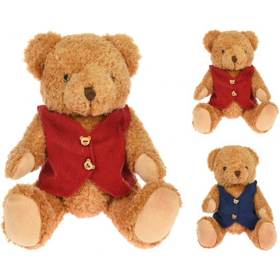 Maci plüss mellényes 19cm 3féle