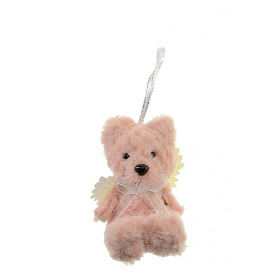 Figura maci textil szárnyakkal 7cm akasztós rózsaszín