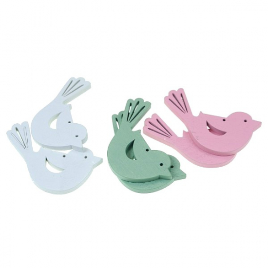 Figura madár fa 8,5*4cm s/6 fehér