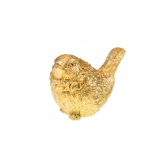 Figura madár poly 4cm s/3 glitteres arany