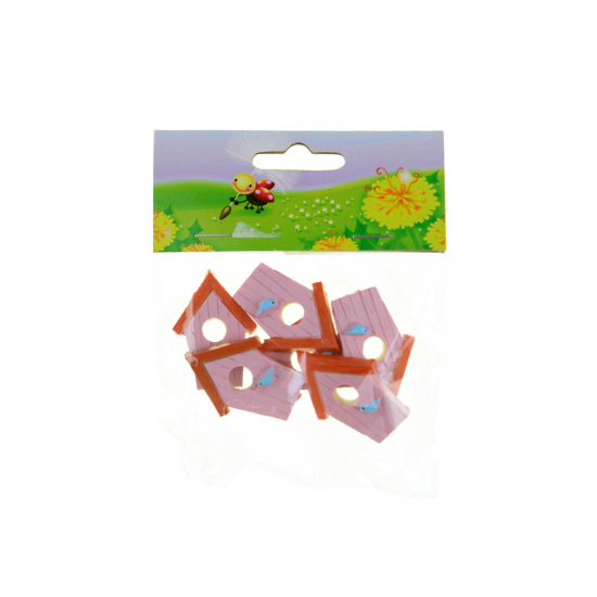 Figura madárház poly 3,7cm s/6 rózsaszín
