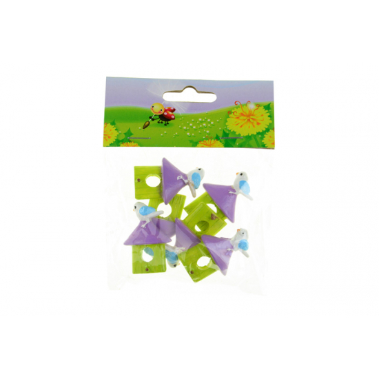 Figura madárház poly 3,8cm s/6 zöld/lila