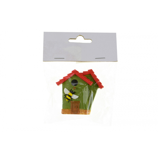 Figura madárház poly 5,5cm s/2 méhecskével zöld
