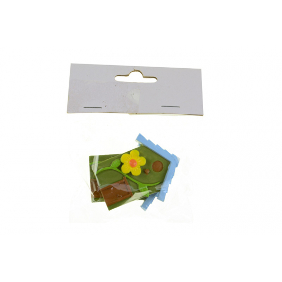 Figura madárház poly 5,7cm s/2 virággal zöld