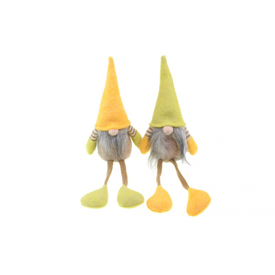 Figura manó filc lógólábú 40cm sárga/zöld
