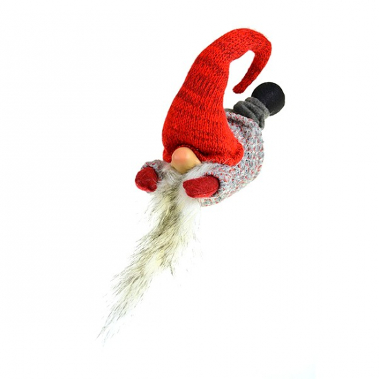 Figura manó textil fekvő 21*14,5*31cm piros/szürke