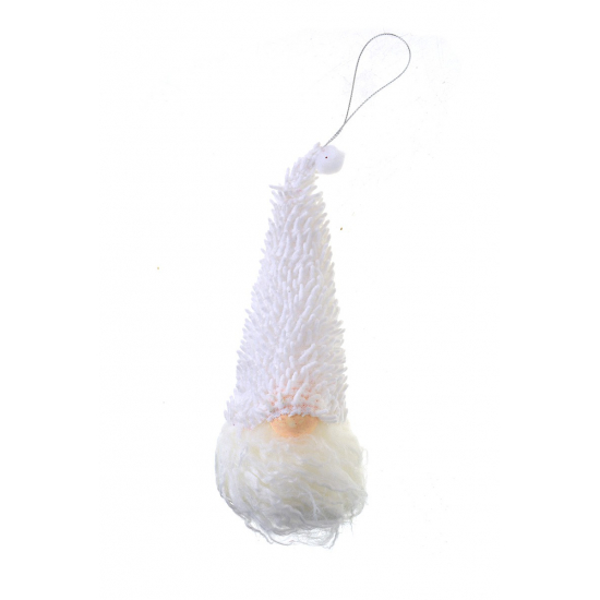Figura manófej hab akasztós 7*17cm bogyós sapkás fehér