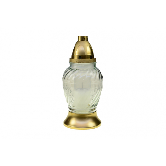 MÉCSES ÜVEG 24 cm ferdecsíkos fehér