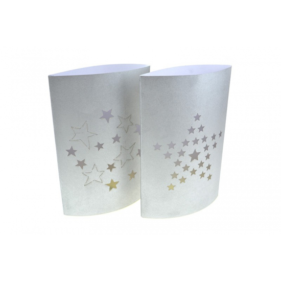 Mécsestartó papír LED-es, csillagos 20*13cm 2féle ezüst