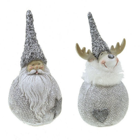 Figura mikulás poly 5,5*5,5*10,5cm kétféle ezüst