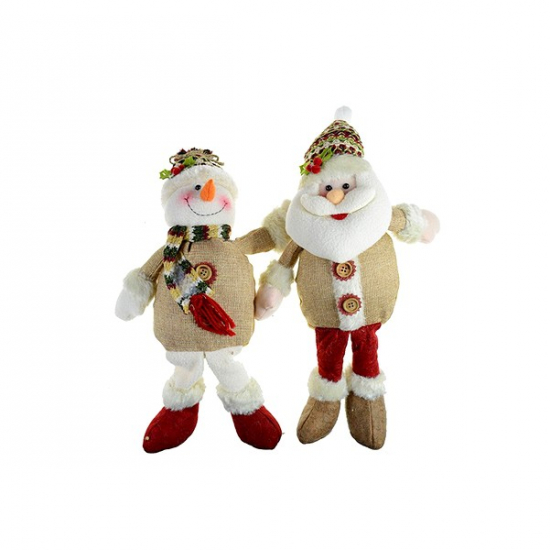 Figura mikulás/hóember textil lógólábú 40cm 2féle
