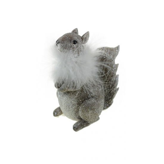Figura mókus poly 13*7.5*14cm ezüst
