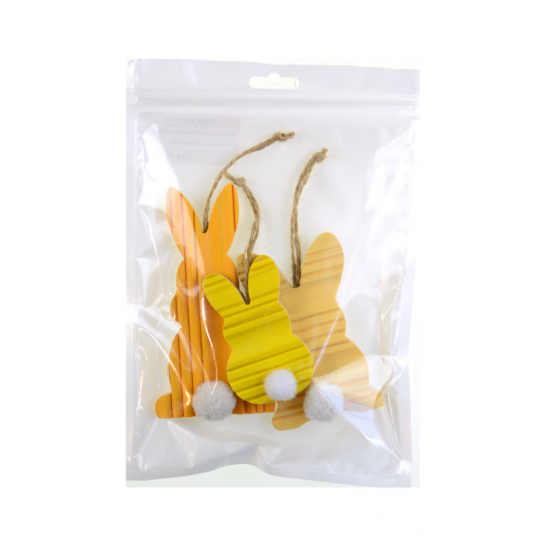 Nyúl fa 12cm s/3 akasztós sárga