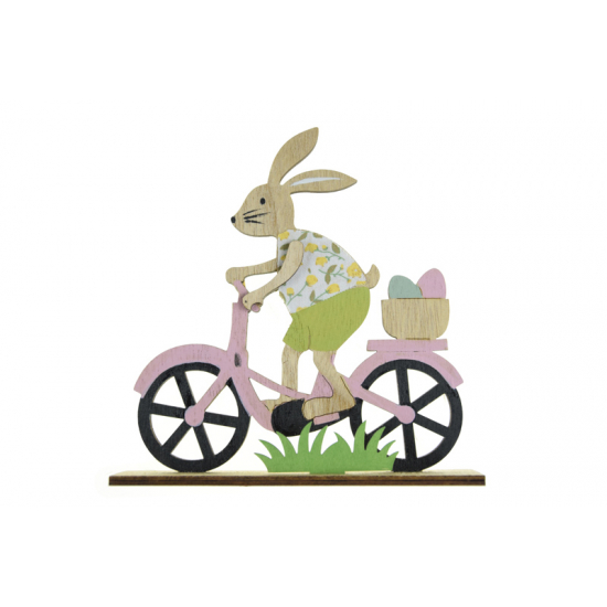 Nyúl fa biciklin 15*15*4cm 2D színes