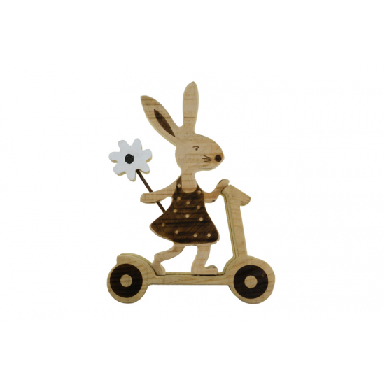 Figura nyúl fa rolleren 17*23cm rucis barna