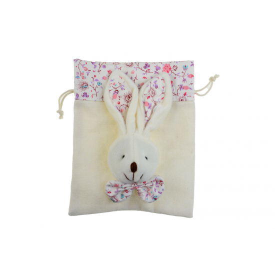 Tasak textil14*17cm nyuszis rózsaszín