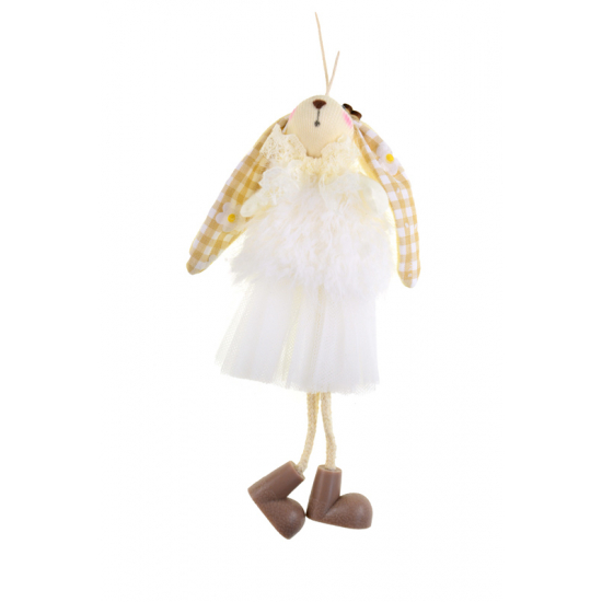 Nyuszi textil 17cm akasztós fehér