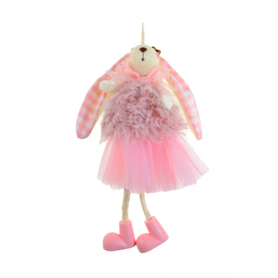 Nyuszi textil 17cm akasztós rózsaszín