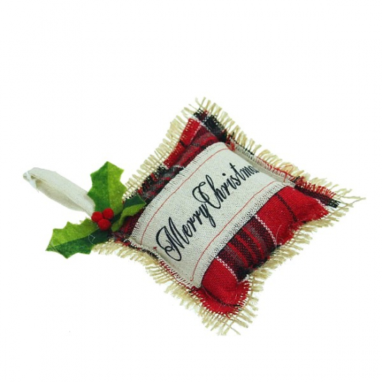Párna textil Merry Christmas 15cm piros