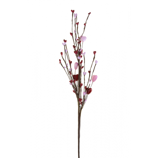 Pick ág műanyag 38cm szívvel piros/rózsaszín