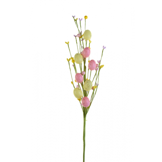Pick ág műanyag 45cm tojással rózsaszín/sárga