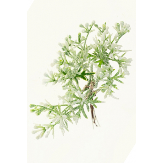 Pick ág apró leveles 18cm glitteres fehér