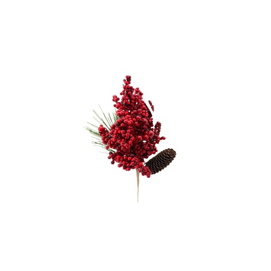 Pick bogyós ág 40cm tobozzal piros