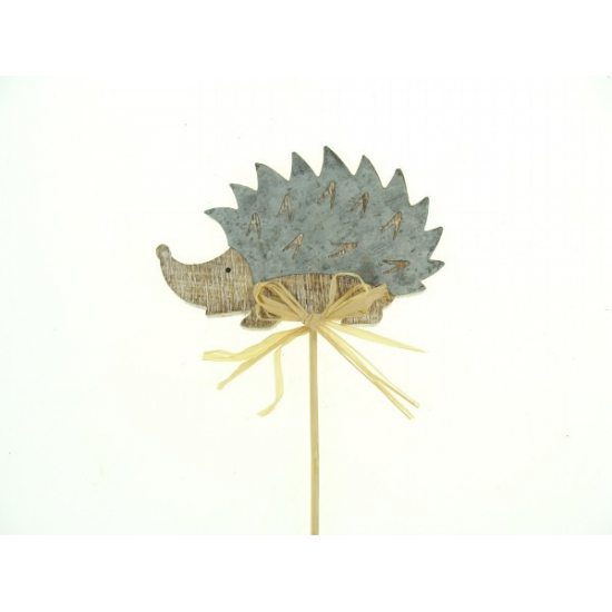 Pick sündisznó fa/fém 9,5*30*1cm raffia masnival barna
