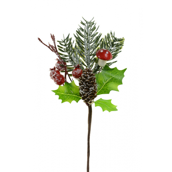 Pick fagyal ág bogyós 23CM zöld/piros