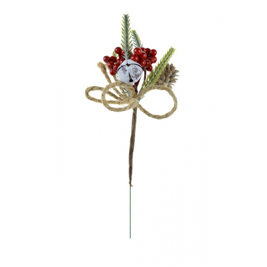 Pick fenyőág 24CM tobozzal fehér bogyós