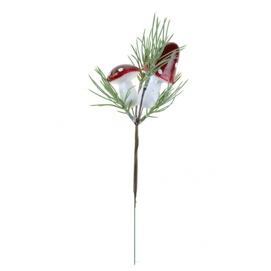 Pick fenyőág gombákkal 26CM piros