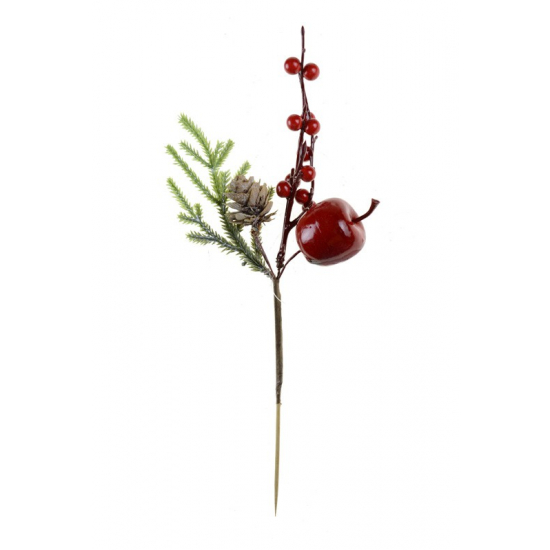 Pick fenyőág bogyós 29CM tobozzal piros