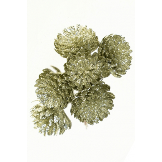 Pick fenyőtoboz  mini 14cm s/6 glitteres arany