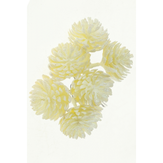 Pick fenyőtoboz  mini 14cm s/6 glitteres fehér