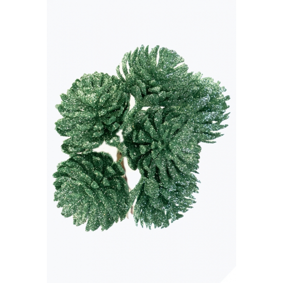 Pick fenyőtoboz  mini 14cm s/6 glitteres menta