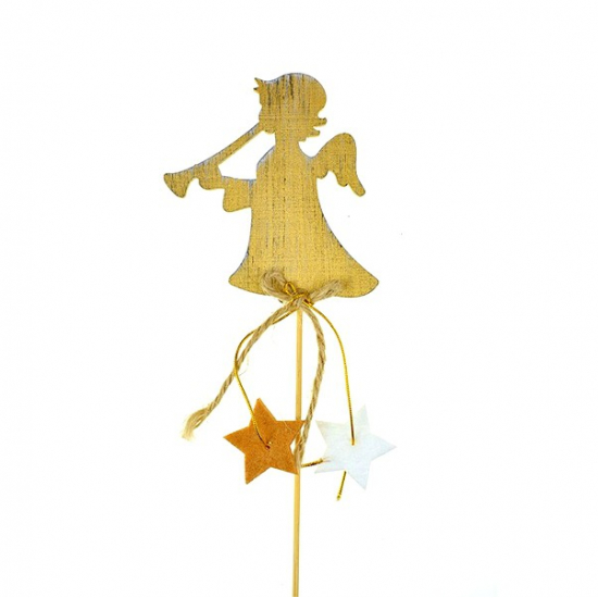 Pick angyal fa karácsonyi 8cm hópehellyel,masnival réz