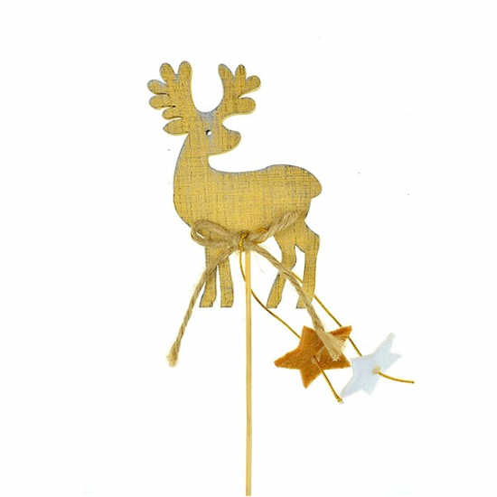Pick rénszarvas fa karácsonyi 8,5cm csillaggal, masnival réz