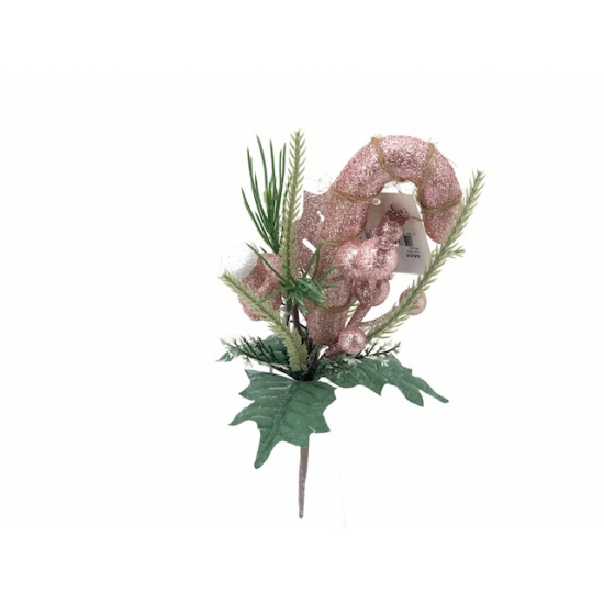 Pick ág karácsonyi 25CM nyalókával mályva/zöld