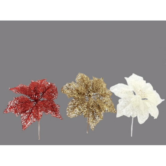 Pick mikulásvirág 26CM glitteres piros