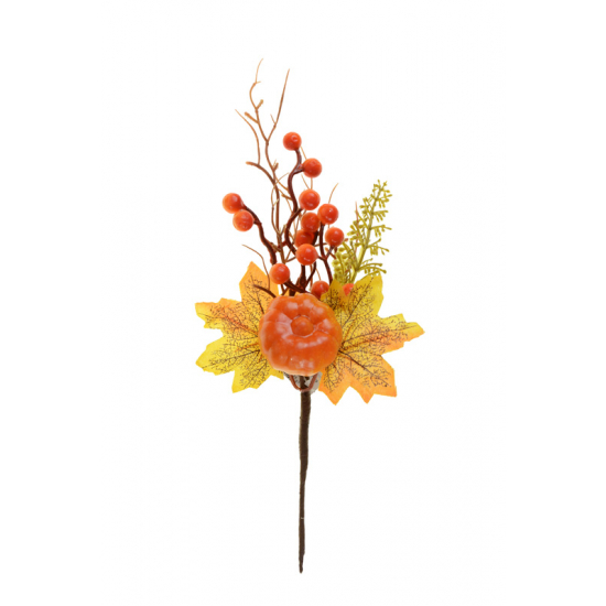 Pick őszi bogyós ág 28CM  tökkel barna/narancs