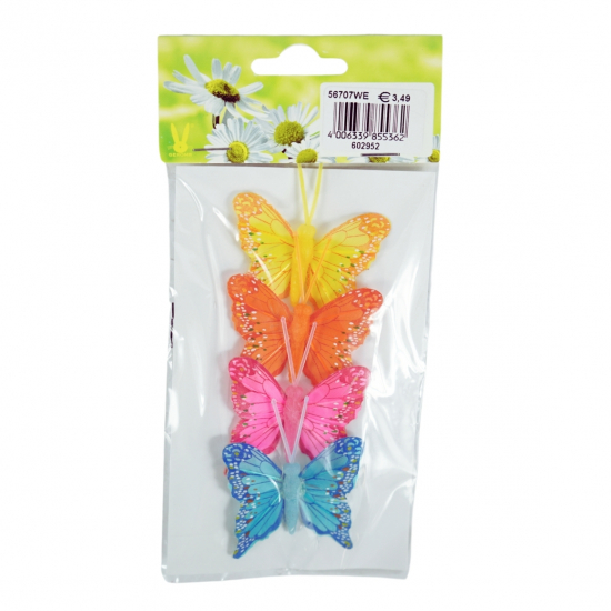 Pick pillangó műanyag 6cm s/4 színes