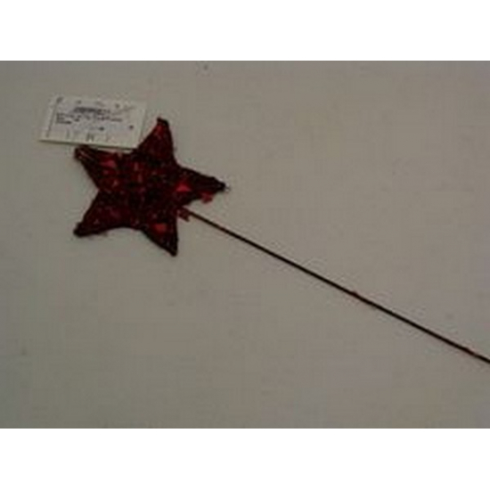 Pick csillag sisal 10cm glitteres piros