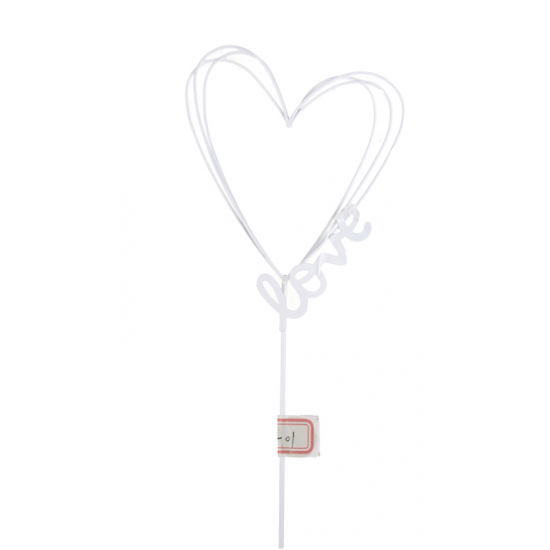 Pick szív fém 32*8*0.3cm love fehér