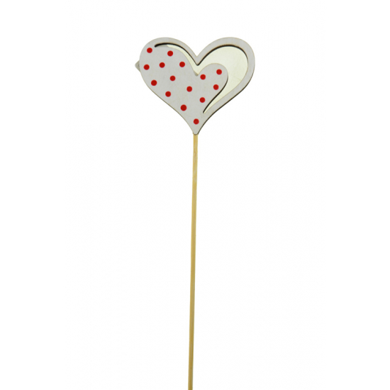 Pick szív fa 35*7.5*0.5cm több pöttyös fehér