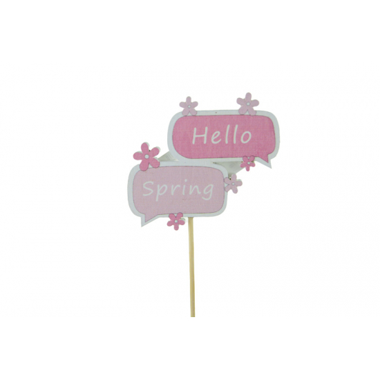 Pick tábla fa HELLO Spring 6.5*0.5*6CM rózsaszín
