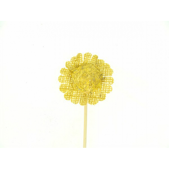Pick virág juta D7cm H35cm sárga Zmrst