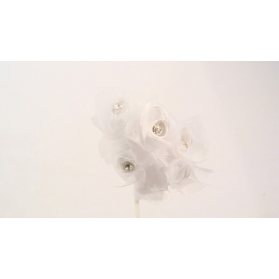 Rózsafej organza strasszos x6 DB!! fehér/krém
